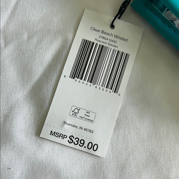 Vera Bradley Clear Beach Peacock Garden Cosmetic Wristlet Bag - Picture 8 of 9